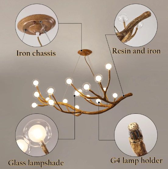 Rustic Elegance | Bubble Chandelier Light with Glass Accents | Warm Ambiance for Dining Rooms and Cozy Spaces