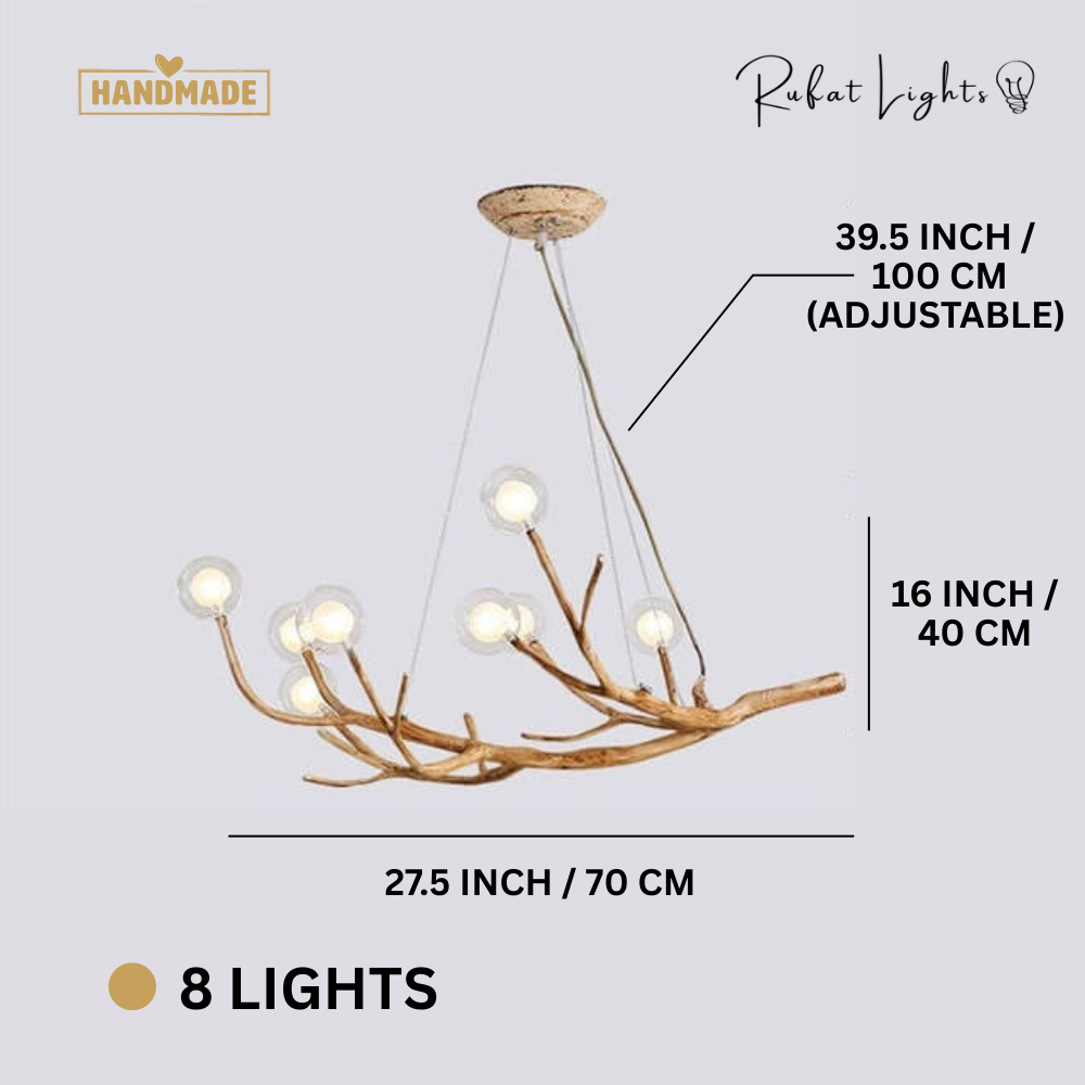 Rustic Elegance | Bubble Chandelier Light with Glass Accents | Warm Ambiance for Dining Rooms and Cozy Spaces