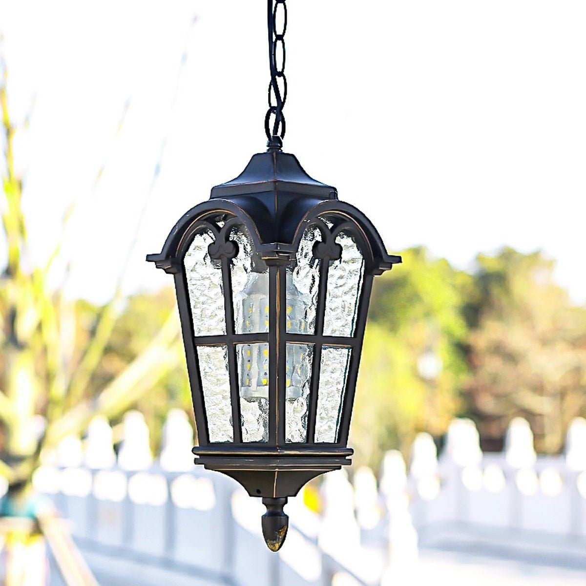 Rustic Lantern Collection | Outdoor LED Pendant Light with Waterproof Design | Vintage Charm for Elegant Outdoor Spaces