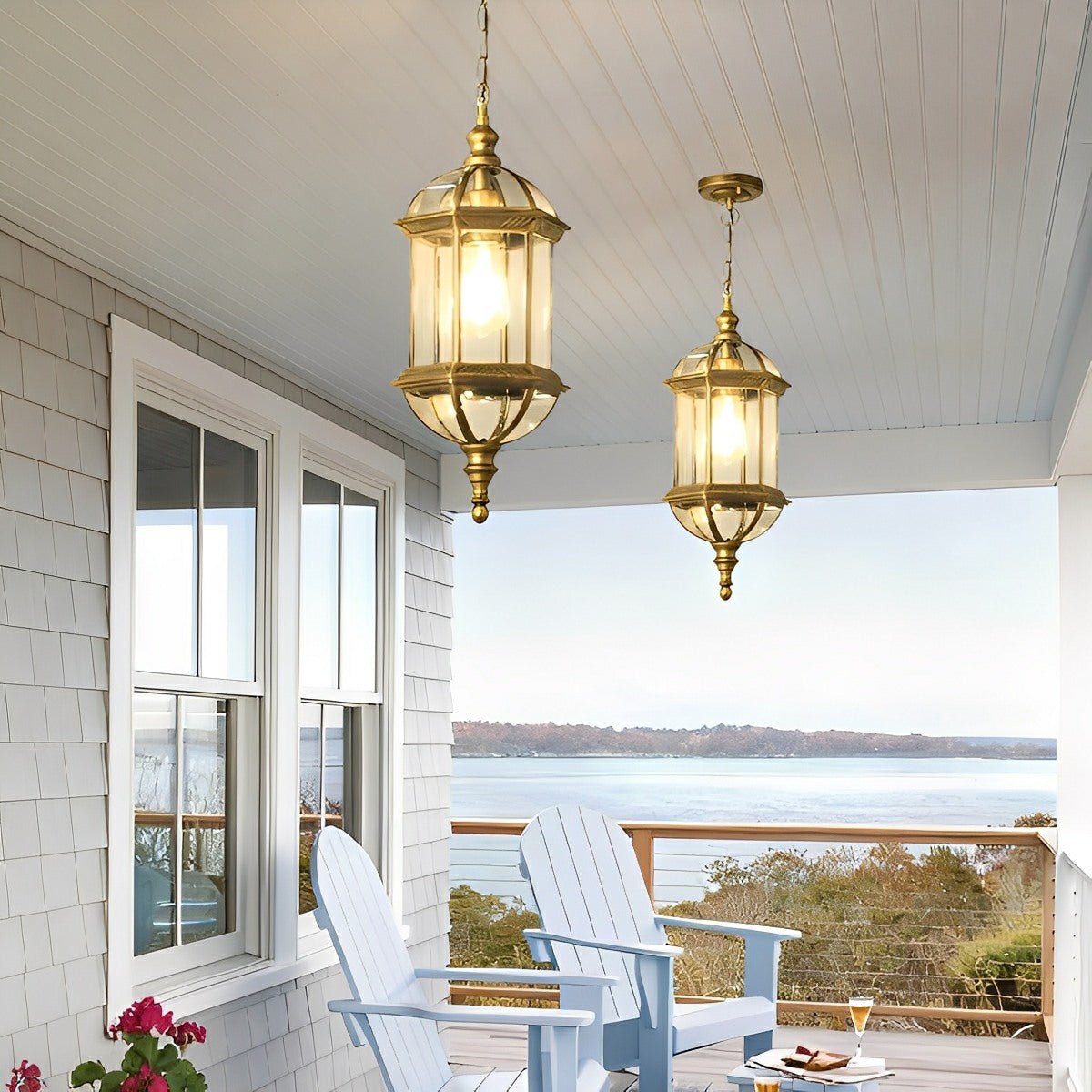 Rustic Outdoor Lantern Lights | Waterproof LED Pendant for Vintage Charm in Patios and Porches