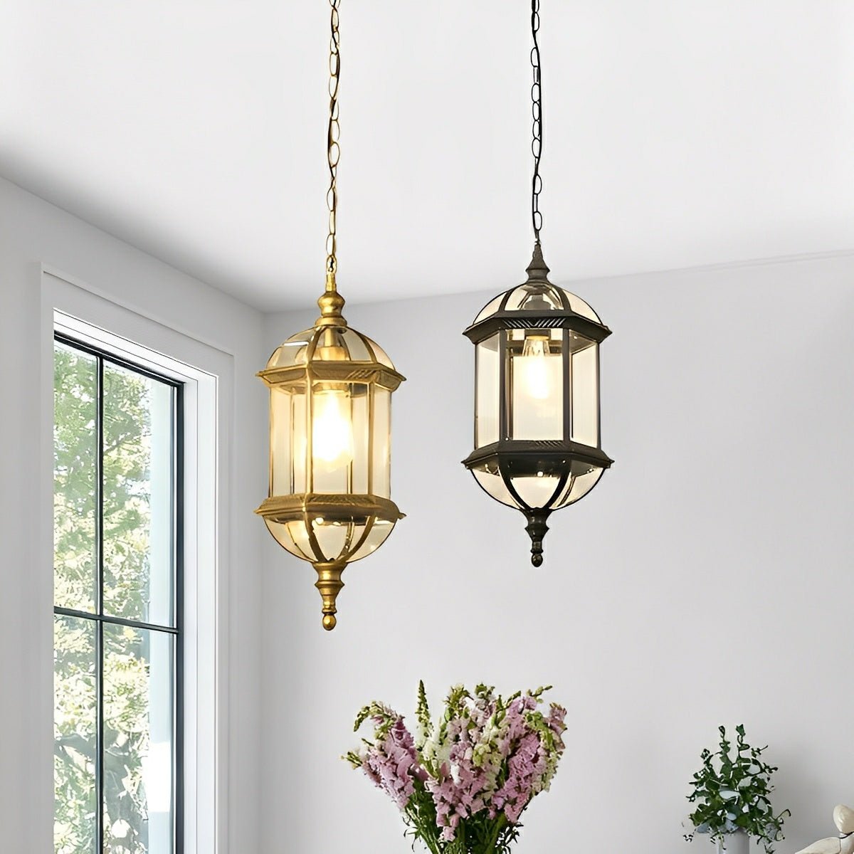 Rustic Outdoor Lantern Lights | Waterproof LED Pendant for Vintage Charm in Patios and Porches
