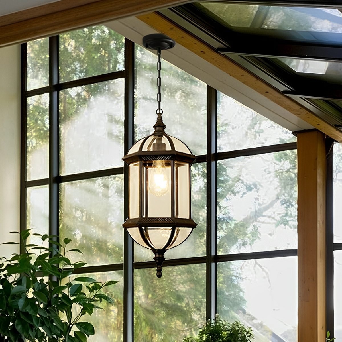 Rustic Outdoor Lantern Lights | Waterproof LED Pendant for Vintage Charm in Patios and Porches