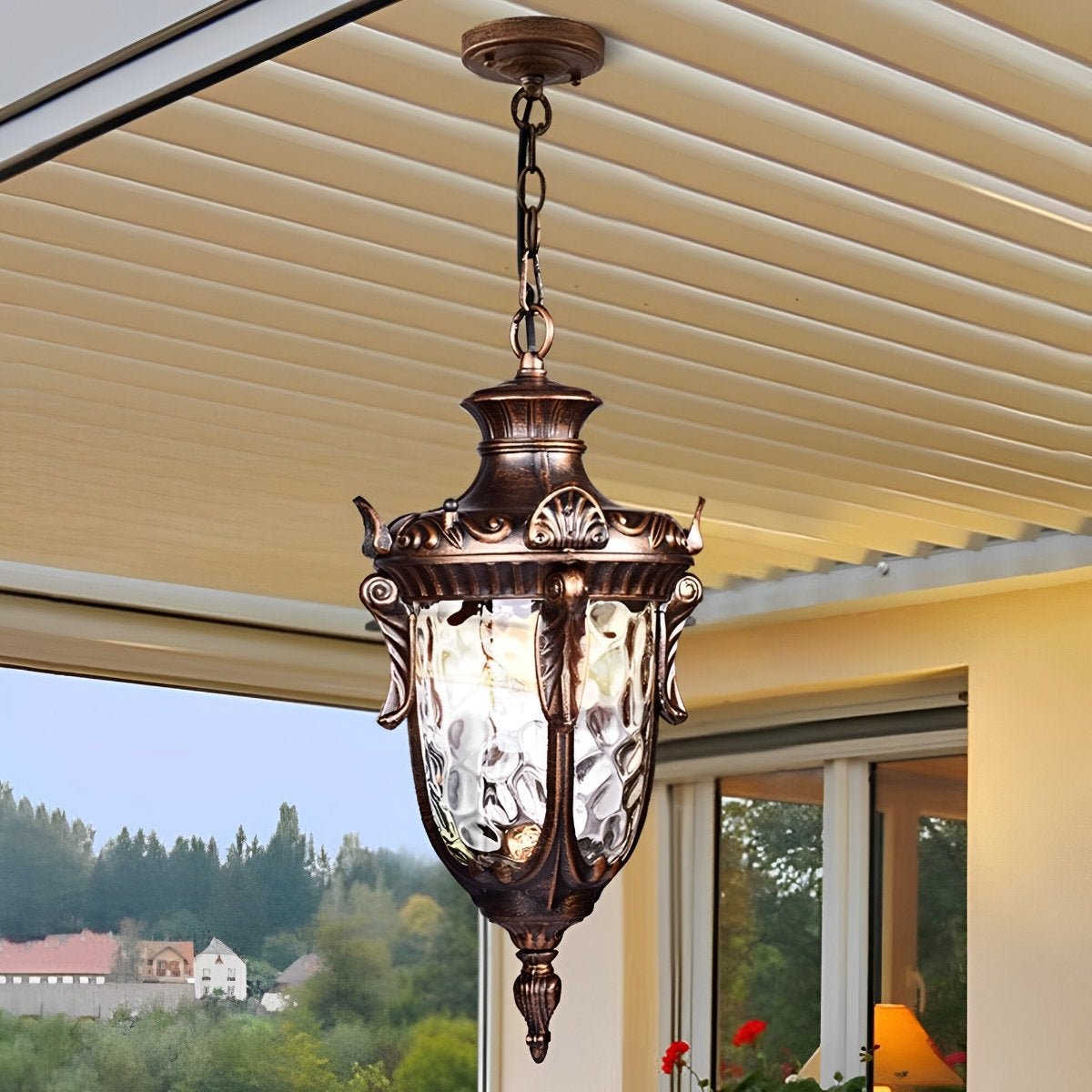 Rustic Outdoor Lantern Lights | Waterproof Pendant Light with Timeless Design for Patios and Porches