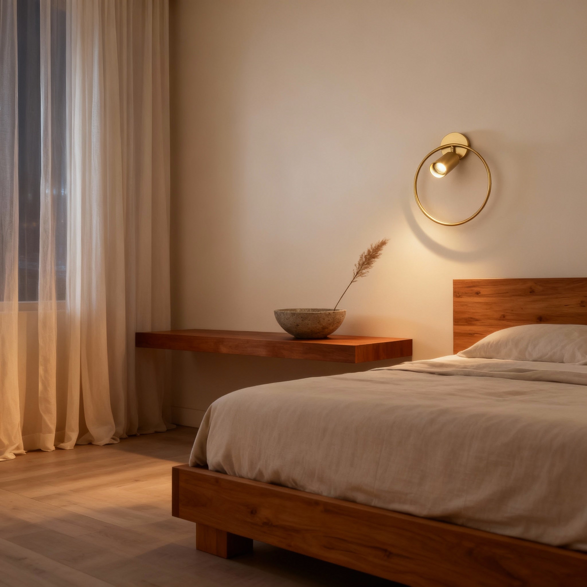 Sculptural Brushed Gold Wall Sconce | Ambient Lighting for Elegant Interiors