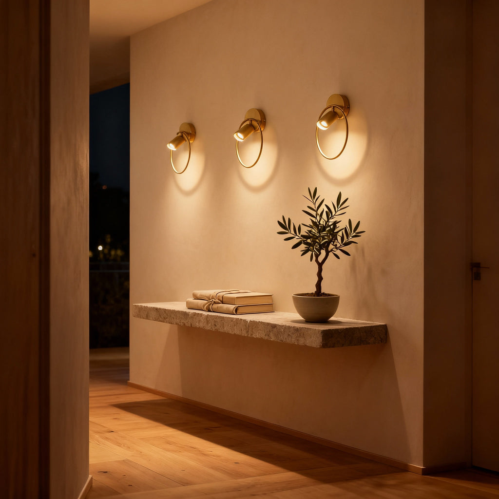 Sculptural Brushed Gold Wall Sconce | Ambient Lighting for Elegant Interiors