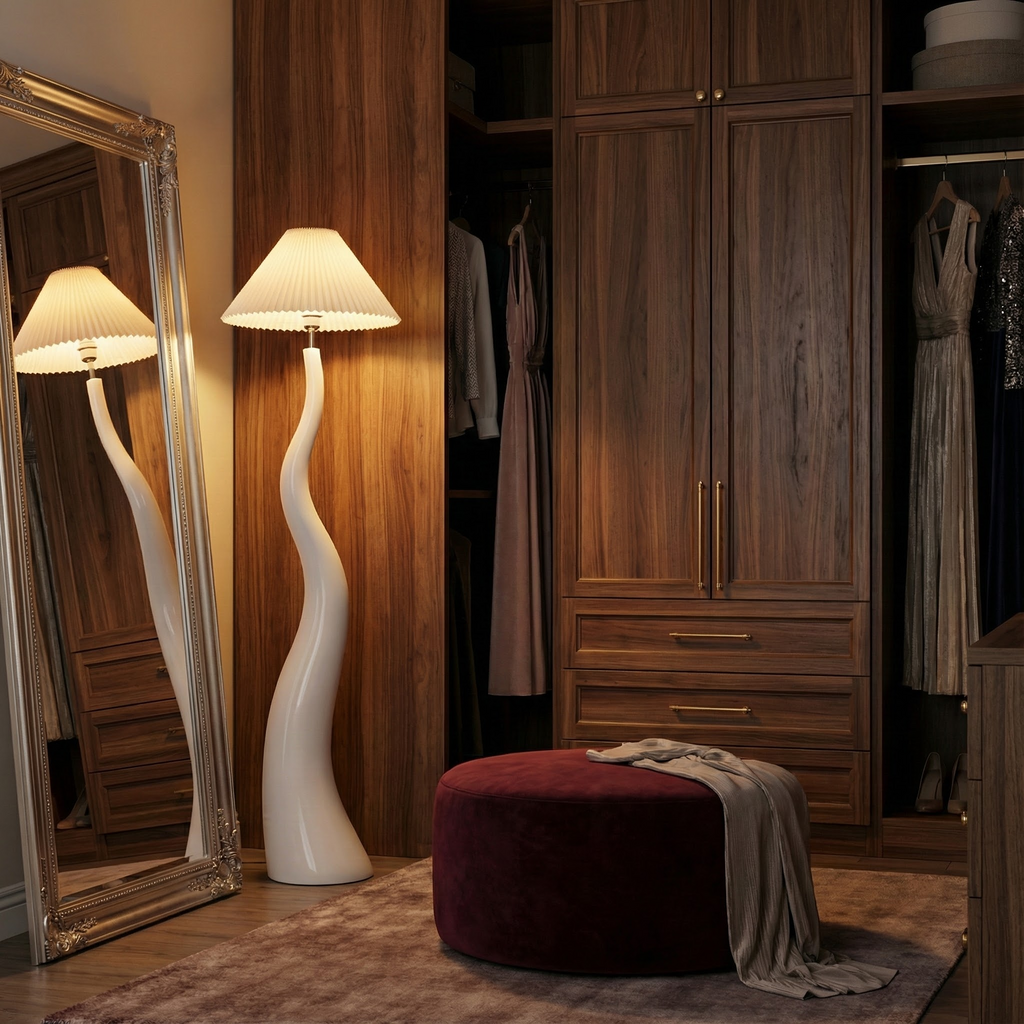 Sia | Organic Resin Table Lamp with Soft Fabric Shade | Elegant Lighting for Calming Spaces