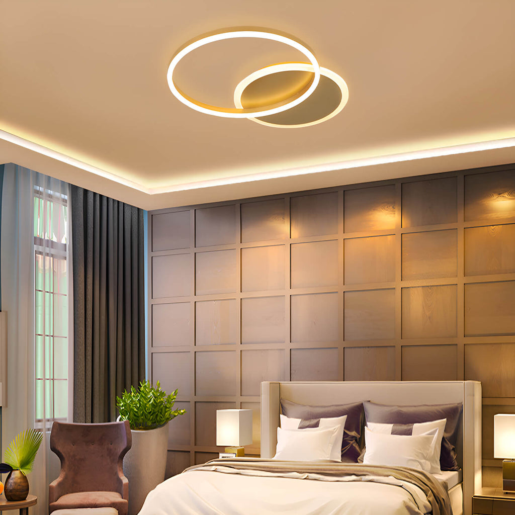 Sleek Lighting | Flush Mount Ceiling Light with Dual Aluminum Rings | Modern Design for Living Rooms and Dining Areas