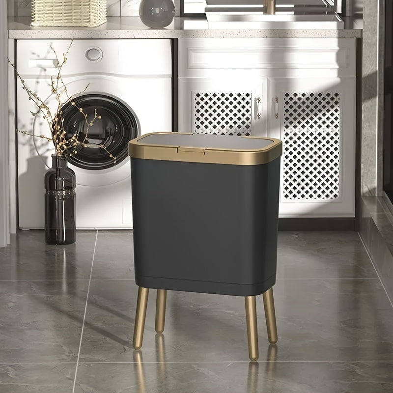 Stylish Kitchen Trash Can | 15L Odour-Sealing Waste Bin with Elevated Legs for Modern Home Organization