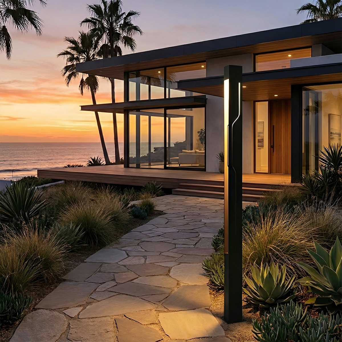 Tiixo | Modern LED Outdoor Pole Light with Warm Illumination | Sleek Design for Pathways and Patios