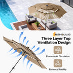 Versatile 10FT Outdoor Umbrella with Solar LED Lights | Durable Shade for Evening Gatherings