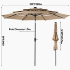 Versatile 10FT Outdoor Umbrella with Solar LED Lights | Durable Shade for Evening Gatherings
