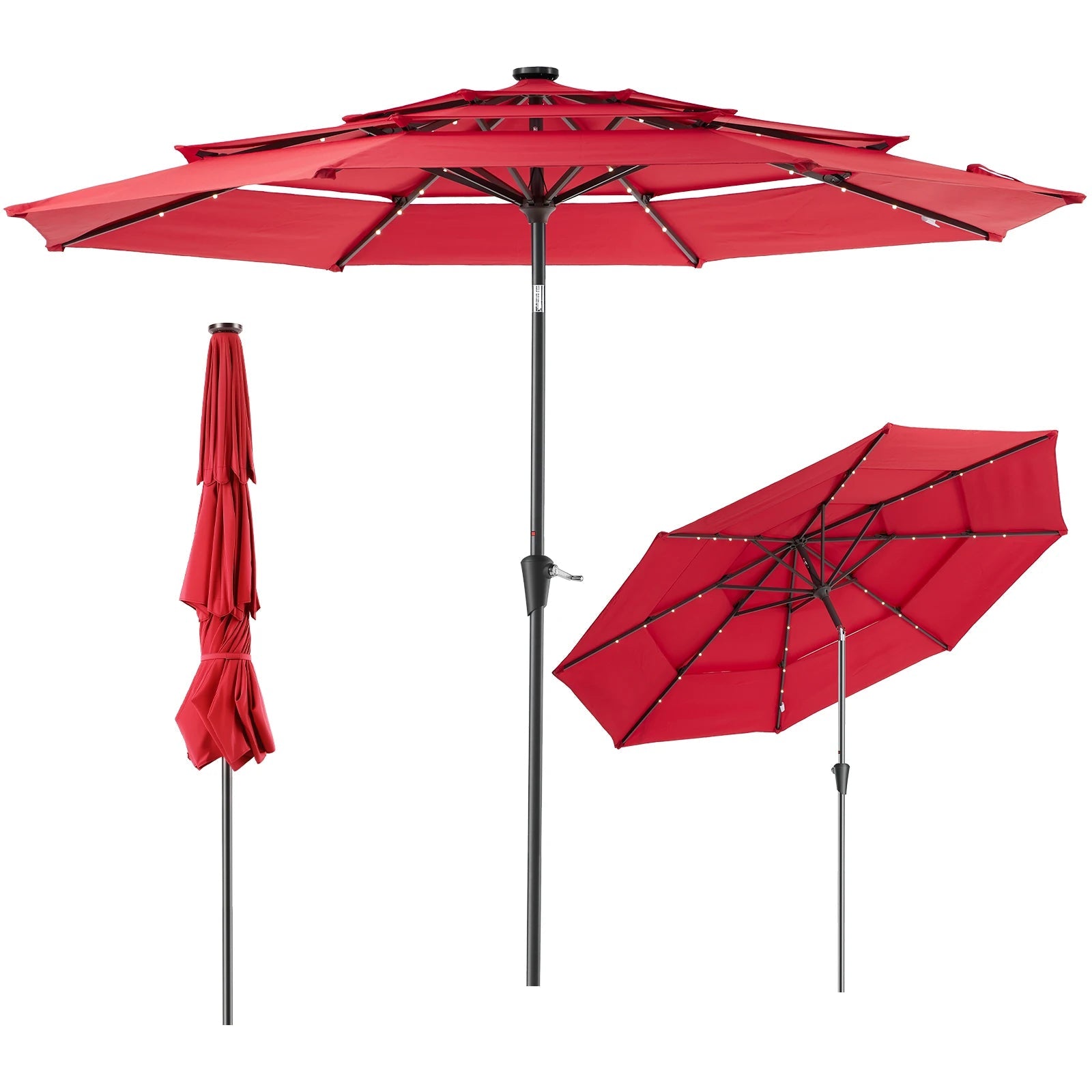 Versatile 10FT Outdoor Umbrella with Solar LED Lights | Durable Shade for Evening Gatherings