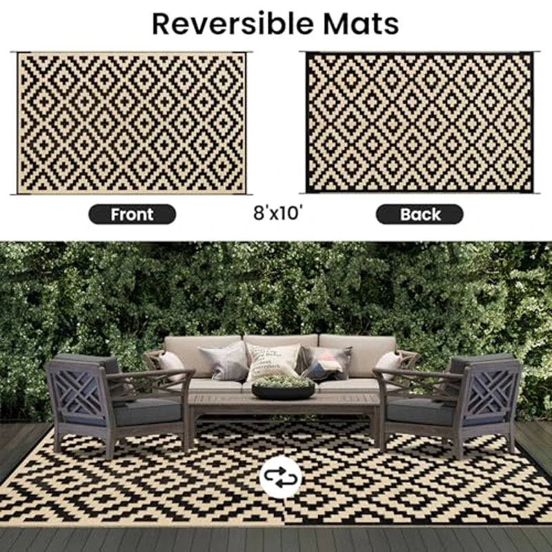 Versatile Outdoor Rug | Waterproof Indoor Outdoor Mat with Non-Slip Surface | Reversible Design for Easy Maintenance and Durability