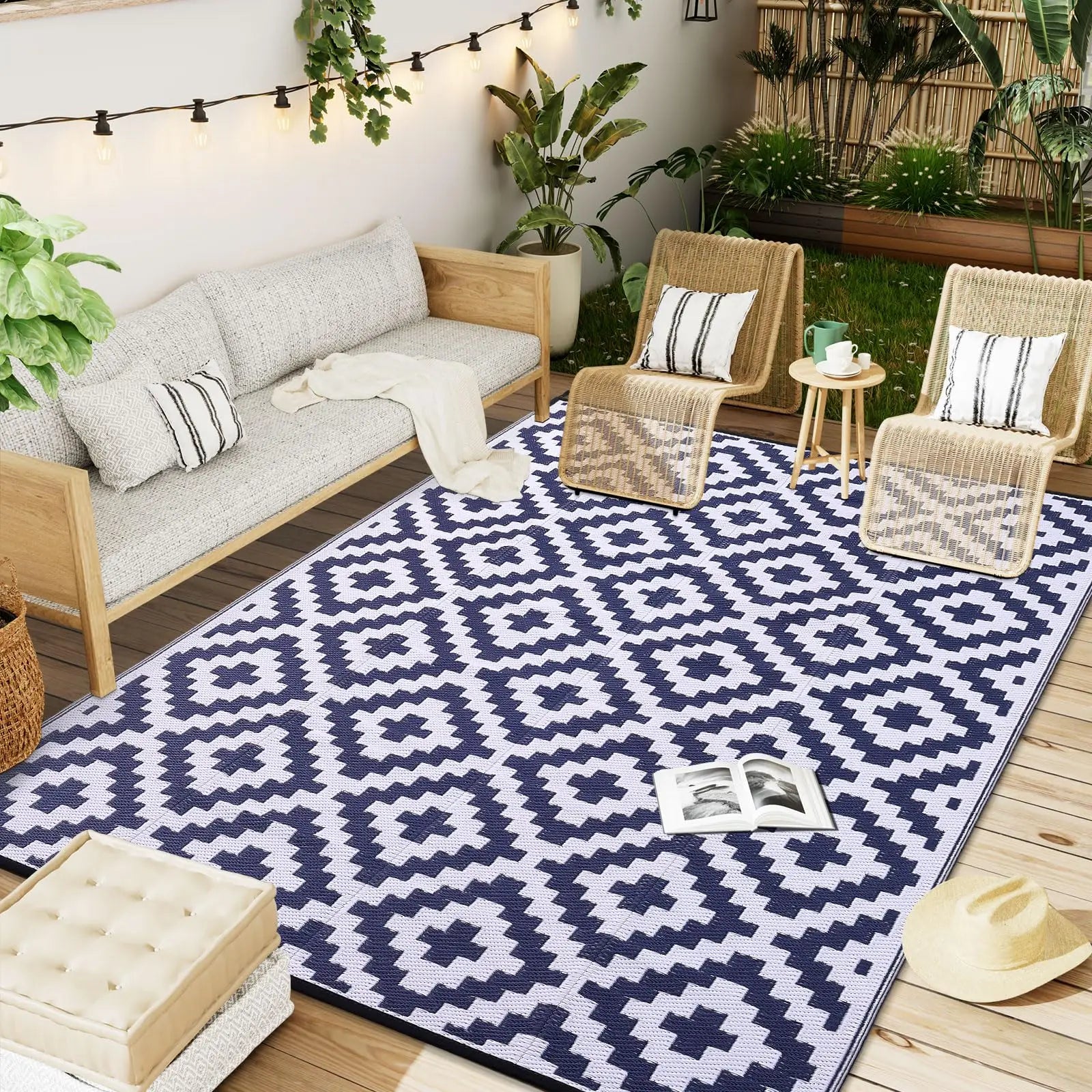 Versatile Outdoor Rug | Waterproof Indoor Outdoor Mat with Non-Slip Surface | Reversible Design for Easy Maintenance and Durability