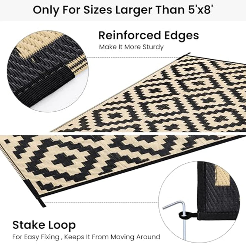 Versatile Outdoor Rug | Waterproof Indoor Outdoor Mat with Non-Slip Surface | Reversible Design for Easy Maintenance and Durability