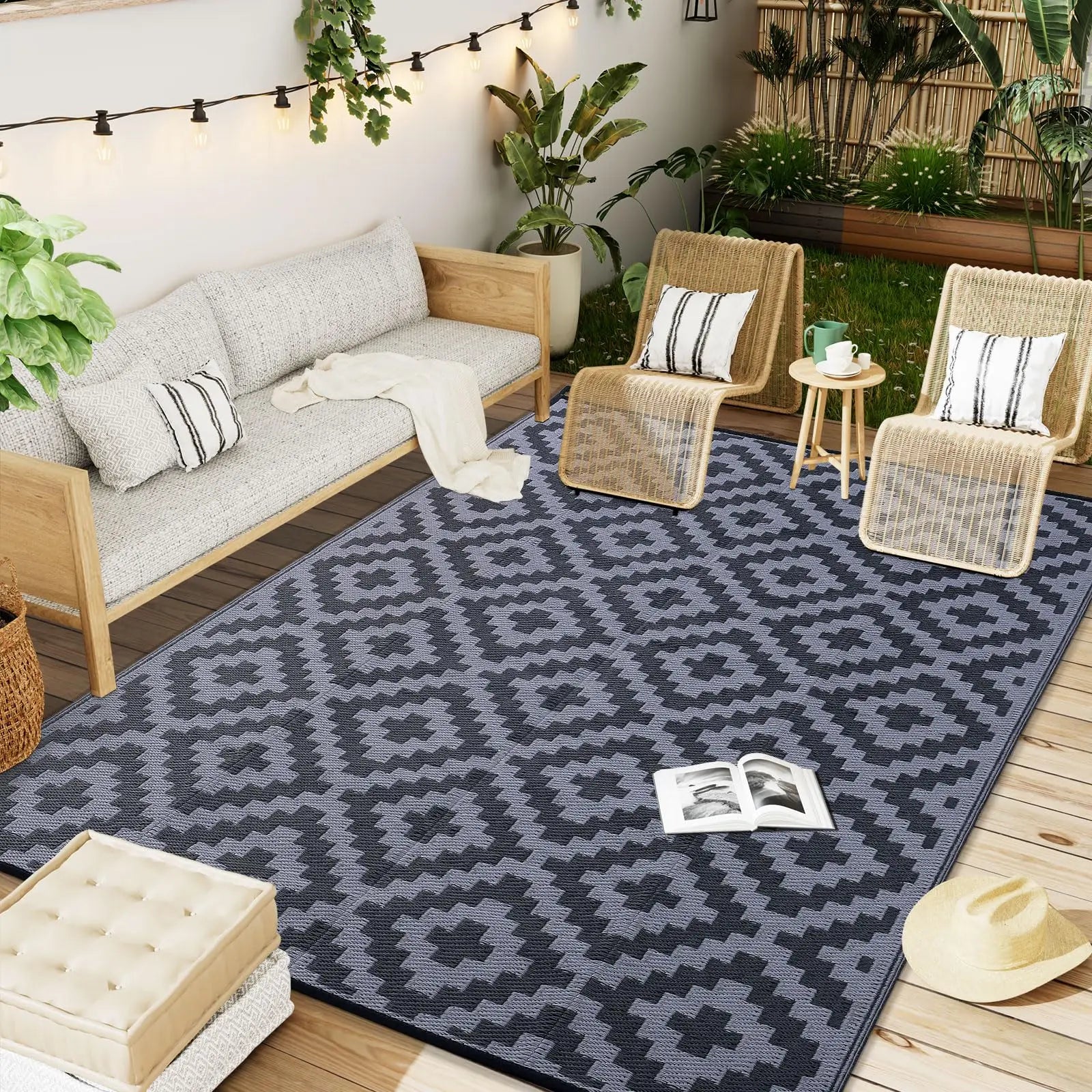 Versatile Outdoor Rug | Waterproof Indoor Outdoor Mat with Non-Slip Surface | Reversible Design for Easy Maintenance and Durability