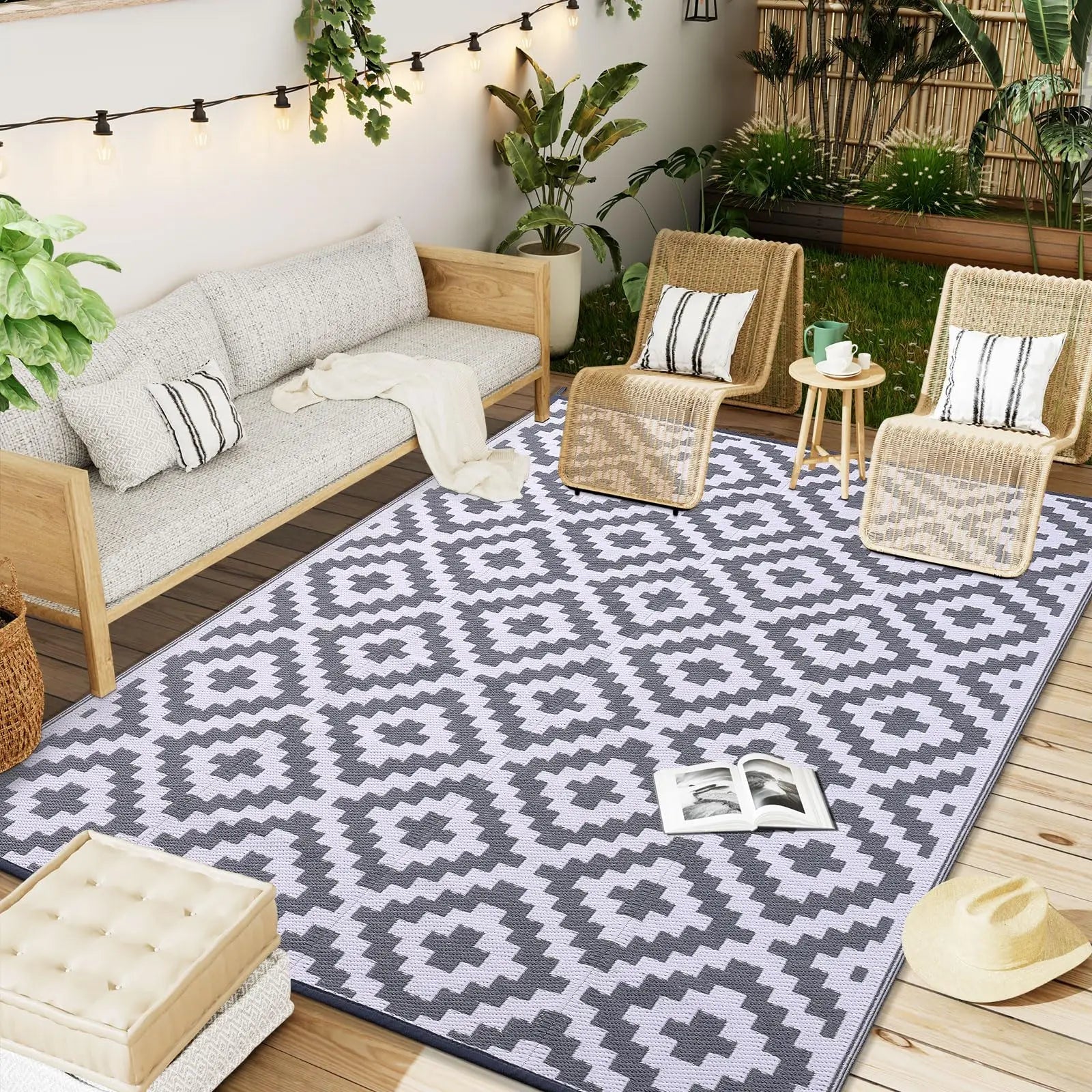 Versatile Outdoor Rug | Waterproof Indoor Outdoor Mat with Non-Slip Surface | Reversible Design for Easy Maintenance and Durability