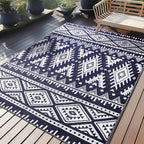 Versatile Outdoor Rug | Waterproof Reversible Mat with Geometric Design | Lightweight for Easy Indoor-Outdoor Use