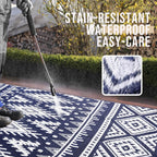 Versatile Outdoor Rug | Waterproof Reversible Mat with Geometric Design | Lightweight for Easy Indoor-Outdoor Use