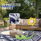 Versatile Outdoor Rug | Waterproof Reversible Mat with Geometric Design | Lightweight for Easy Indoor-Outdoor Use