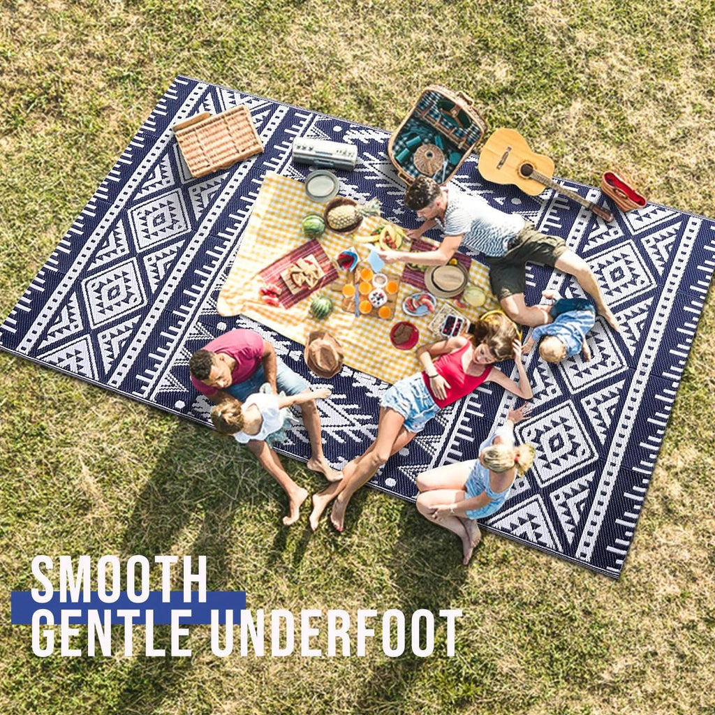Versatile Outdoor Rug | Waterproof Reversible Mat with Geometric Design | Lightweight for Easy Indoor-Outdoor Use