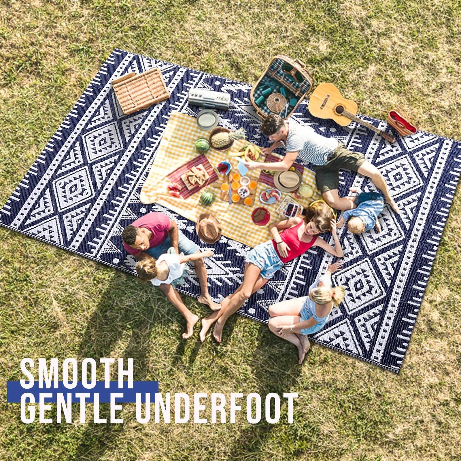 Versatile Outdoor Rug | Waterproof Reversible Mat with Geometric Design | Lightweight for Easy Indoor-Outdoor Use
