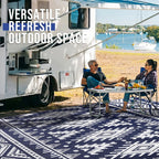Versatile Outdoor Rug | Waterproof Reversible Mat with Geometric Design | Lightweight for Easy Indoor-Outdoor Use