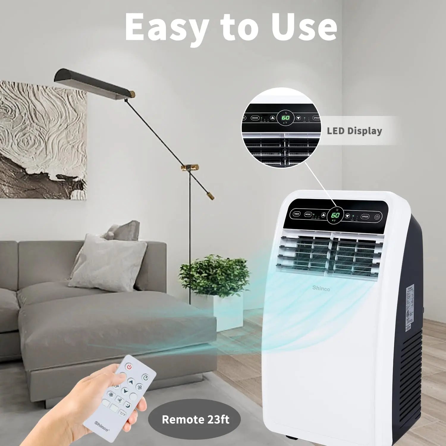 Versatile Portable AC Unit | 8,000 BTU Cooling & Dehumidifier for Year-Round Comfort