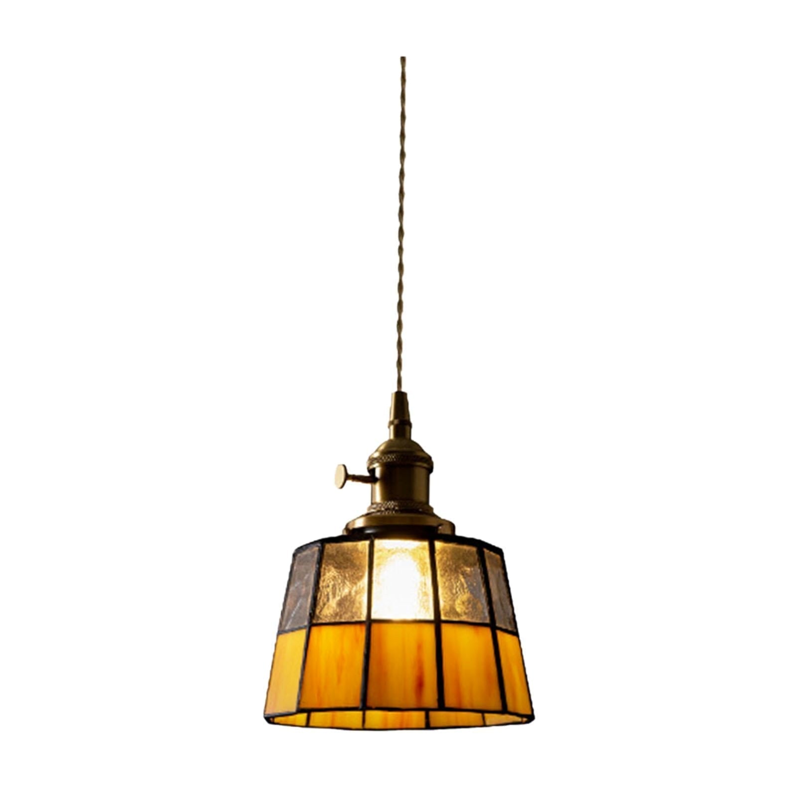 Vintage Tiffany-Style Pendant Light with Amber Stained Glass for Elegant Home Decor
