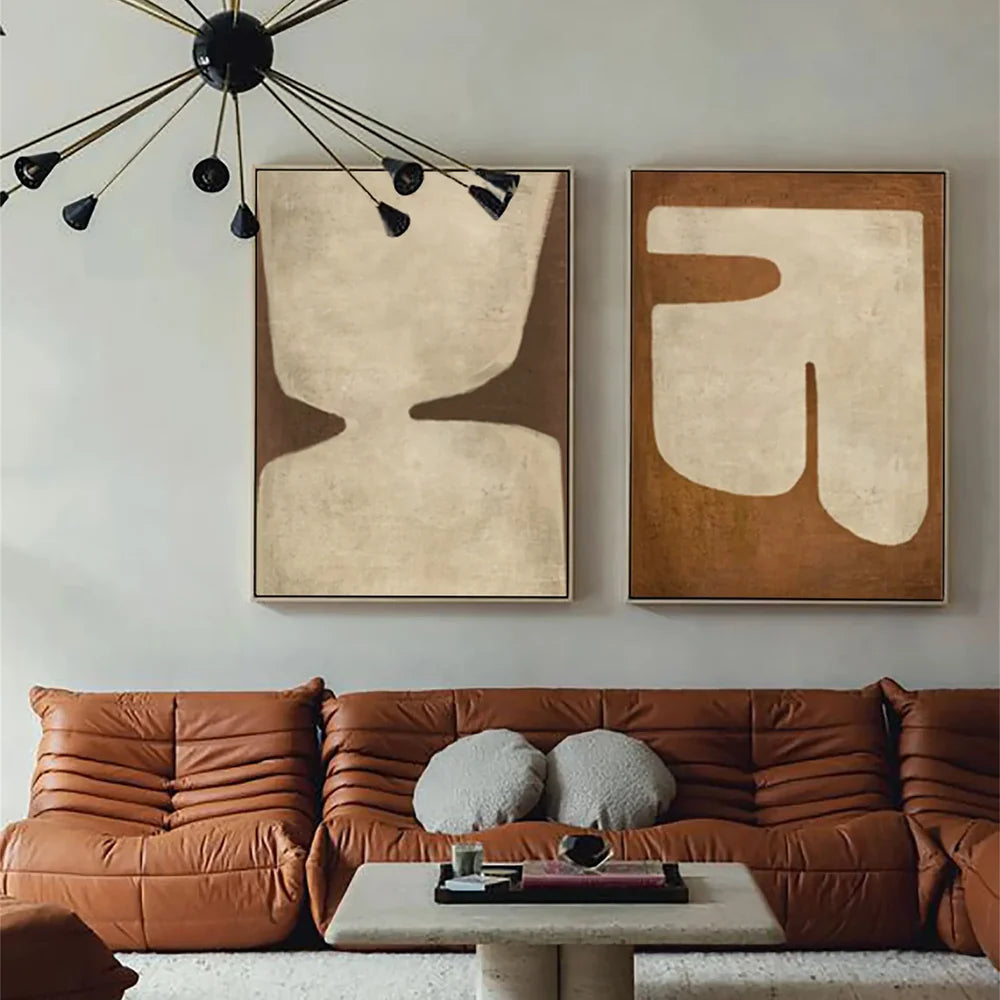 Wabi Sabi | Abstract Canvas Prints Set of 2 with Hand-Painted Design | Unique Wall Art for Home Decor