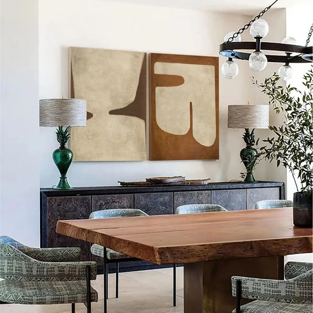 Wabi Sabi | Abstract Canvas Prints Set of 2 with Hand-Painted Design | Unique Wall Art for Home Decor