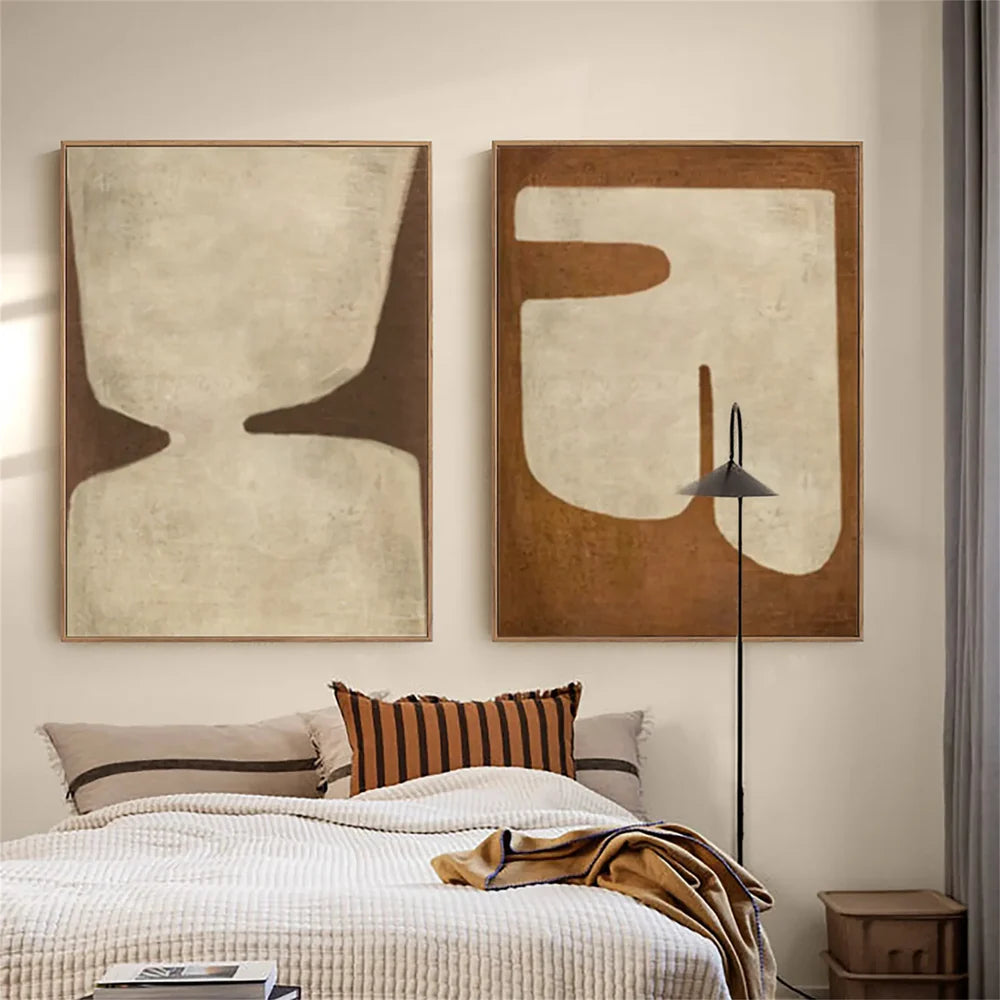 Wabi Sabi | Abstract Canvas Prints Set of 2 with Hand-Painted Design | Unique Wall Art for Home Decor