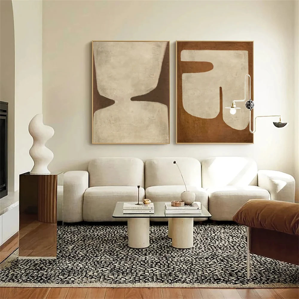 Wabi Sabi | Abstract Canvas Prints Set of 2 with Hand-Painted Design | Unique Wall Art for Home Decor