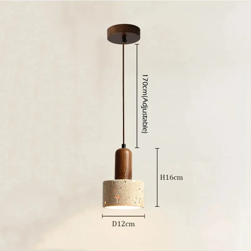 Wabi Sabi | Pendant Light with Natural Yellow Marble & Adjustable Height | Minimalist Pendant Lighting for Kitchen Island and Dining Spaces