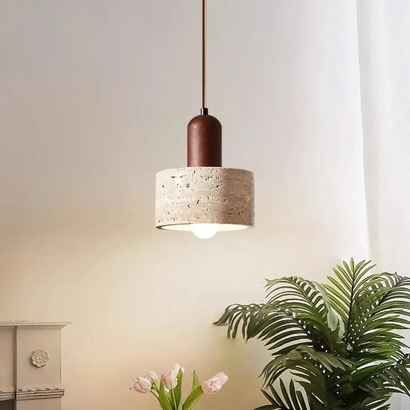 Wabi Sabi | Pendant Light with Natural Yellow Marble & Adjustable Height | Minimalist Pendant Lighting for Kitchen Island and Dining Spaces