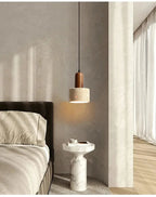 Wabi Sabi | Pendant Light with Natural Yellow Marble & Adjustable Height | Minimalist Pendant Lighting for Kitchen Island and Dining Spaces