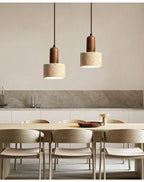 Wabi Sabi | Pendant Light with Natural Yellow Marble & Adjustable Height | Minimalist Pendant Lighting for Kitchen Island and Dining Spaces